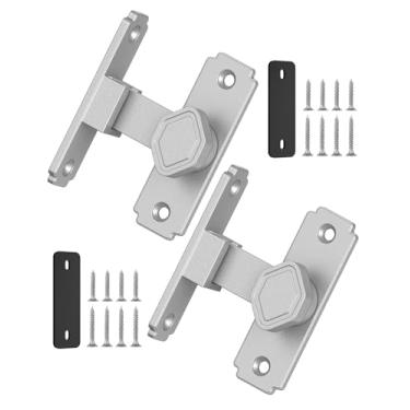 Imagem de Anobeyi Fechadura de porta de celeiro de 90 graus, pequenas travas deslizantes para porta de celeiro, trava de portão deslizante à prova de ferrugem para jardim, banheiro, armário, gaiola para animais