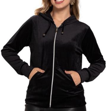 Imagem de Jaqueta Blusa Feminina Casaco Plush com Capuz Ziper e Bolso - Look Mod