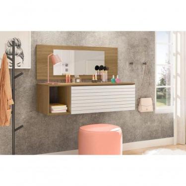 Imagem de Penteadeira Camarim Suspensa Com Espelho E Gaveta Joy Branco/nature - 