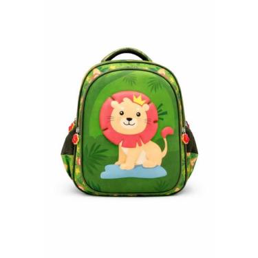 Imagem de Mochila Infantil 3D Leao Menino Escolar Volta as Aulas Verde - Sou Mai