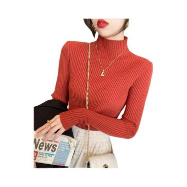 Imagem de Suéter Feminino De Tricô Manga Longa Slim Fit Outono Inverno Pulôver B