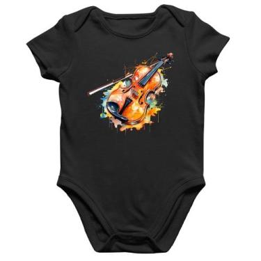 Imagem de Body Bebê Algodão Violino Watercolor - Foca na Moda, Preto, GG