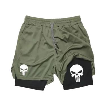 Imagem de Shorts Esportivos Masculinos 2 Em 1 De Secagem Rápida Com Bolso Para C