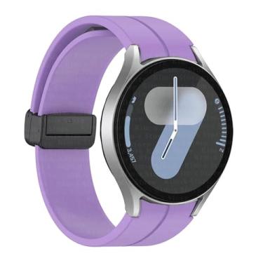 Imagem de HEPUP Cinta de silicone original para o relógio de galáxia samsung 6 cássico 43mm 47mm 5pro 45mm relógio fe 4 5 6 7 40 44 mm Pulipulada de fivela magnética Bandas de vigia(Purple-B,For Watch 5 Series)