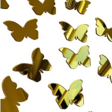 Imagem de Kit com 20 Espelhos Decorativos em Formato de Borboleta 6cm – Cor Dourado, Ideal para Parede e Decoração