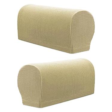 Imagem de WeiLaiKeQi Conjunto de 2 Protetoras Premium E Elásticas para Apoio de Braço de Sofá, Bege