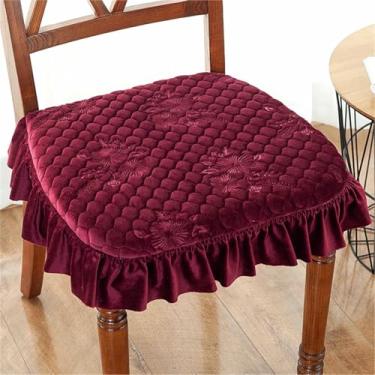 Imagem de Conjunto de 2 Almofadas Sólidas para Cadeiras, Almofadas Quadradas Antiderrapantes para Assento de Jantar com Amarras e Capa Removível, para Casa, Escritório e Restaurante