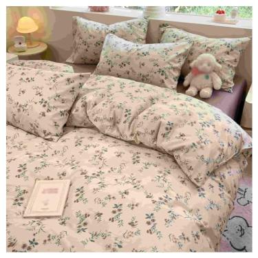 Imagem de SPXMQSS Jogo de cama de casal, conjunto de capa de edredom de solteiro, cama de casal, conjunto de cama king size, jogo de cama de casal com lençol e fronha D 1,2 m, 3 peças