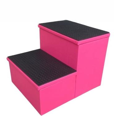 Imagem de Escadinha Resistente 2 Degraus Antiderrapante – Ideal para Maca, Salão de Beleza, Estética e Massagem(CORINO PINK)