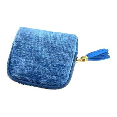 Imagem de Baoblaze Estojo organizador de joias pequeno para viagem, bolsa para guardar pulseiras, anéis e suportes, elegante estojo para pequenos objetos essenciais de, Azul Gelo Claro