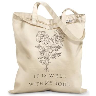 Imagem de Miss Adola Sacola de lona feminina – Lindas bolsas de lona com zíper design estético sacolas reutilizáveis para compras, trabalho, viagens, férias diárias, flor da Bíblia