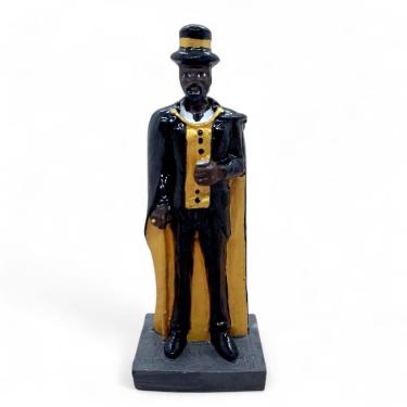 Imagem de Estátua Exu Capa Preta Amarela Proteção nos Caminhos 16 cm