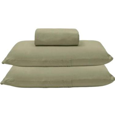 Imagem de Jogo de Lençol KazzaVip Casal Malha 100% Algodão Basic Liso 3 Peças Ve