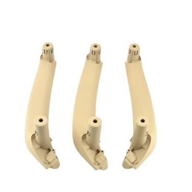 Imagem de Compatível com bmw f25 f26 x3 x4 2011-2017 preto bege cor de fibra de carbono porta lateral esquerda interior alça puxar guarnição(RHD-3Pcs-Beige)