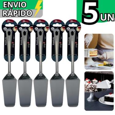 Imagem de Kit 05 Espátula em Inox Para Cortar Bolo Torta Salgada Pizza Com Serra