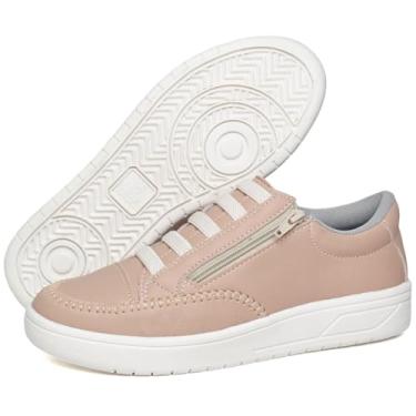 Imagem de Tênis Feminino Casual Cano Baixo, Estilo Mocassim, Conforto Acolchoado, Resistente à Água (Nude, BR, Adulto, Numérico, 37)