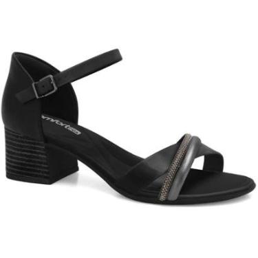 Imagem de Sandália Feminina Salto Bloco Strass Preto Comfortflex 2456403-1-Feminino