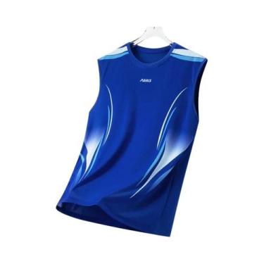 Imagem de Camiseta Esportiva Masculina Leve Com Gradiente, Sem Mangas, Decote Re