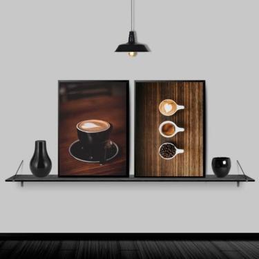 Imagem de Quadros Rústicos Fotografias Cafés Moldura Preta 45X34Cm 2Un