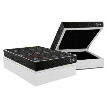 Imagem de Cama Box Baú Casal + Colchão Anatômico Kappesberg D28 Onix + Base CRC Corano White