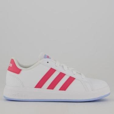 Imagem de Tênis Adidas Grand Court 2.0 3S Juvenil Branco e Rosa-Feminino