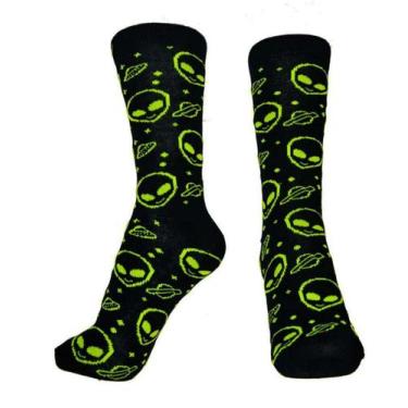 Imagem de Meias Alien Et Geek Casual Skate Academia - FSB, Preto et laranja