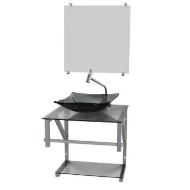 Imagem de Gabinete de vidro para banheiro 40cm ac slim com espelho - Cubas e Gab