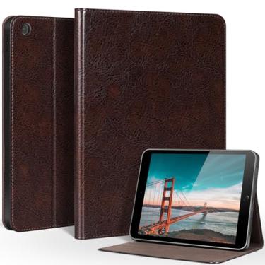 Imagem de CPNVWA Capa de couro genuíno para iPad 9ª/8ª/7ª geração 10,2 polegadas (2021/2020/2019) capa fólio premium com função de despertar/hibernar automático e suporte ajustável resistente ao desgaste