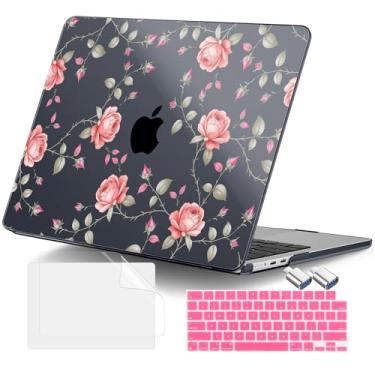 Imagem de DONGKE Capa para MacBook Air de 13,6 polegadas 2025 2024-2022 A3240 A3113 A2681 M4 M3 M2 Chip Touch ID, capa rígida de plástico e capa de teclado e adaptador tipo C para MacBook Air de 13 polegadas M4