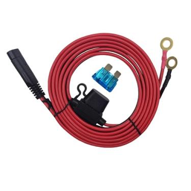 Imagem de Conector SAE de 2,1 m para anel de bateria, cabo de cabo de painel solar, adaptador de extensão de cabo de 12 V, 24 V, 2 pinos, conexão e desconexão rápida, fio de 16 AWG com fusível Extra15A