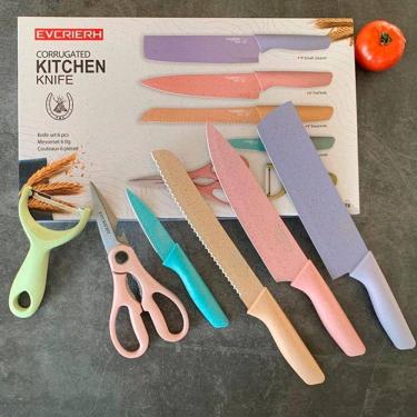 Imagem de Kit Jogo De Facas Coloridas 6Pcs Chef Cozinha Churras Cor Va