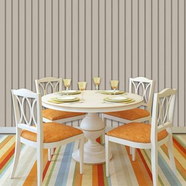 Imagem de Papel De Parede Efeito Ripas Bege Claro Lavável Adesivo