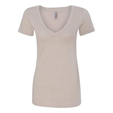 Imagem de Camiseta feminina de manga curta com decote V profundo CVC Next Level, Arena, XX-Large