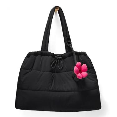 Imagem de OYLOLA Bolsa feminina acolchoada para enfermeira, bolsa de mão fofa para trabalho, escola, tabela, Preto, 16.1 x 6.3 x 11.8 inches