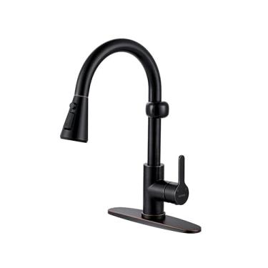 Imagem de Sensor de movimento da torneira de cozinha sem toque - Torneiras de cozinha inteligentes ativadas com pulverizador de puxar para baixo Torneira de pia de cozinha de alça única, bronze polido a óleo