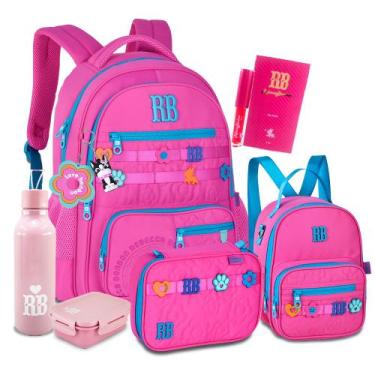Imagem de Kit Mochila Rebecca Bonbon Grande Feminina Estojo Lancheira, RB26231 R