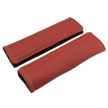 Imagem de Bielpord Conjunto de capa de cinto de segurança automática macia almofada de ombro para cinto de segurança 2 peças para uma condução mais confortável compatível com todos os carros vermelho