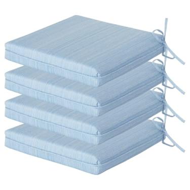 Imagem de Localive Almofada para cadeira de jantar ao ar livre 50,8 cm x 50,8 cm 4 peças - tiras de amarração para ajuste seguro, repelente de água, resistente a UV, 50% tecido reciclado sem PFAS, 3 anos de
