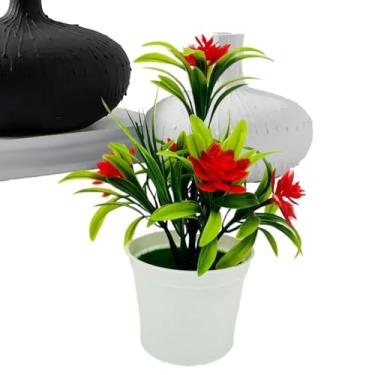 Imagem de Plantas artificiais em vasos | Plantas artificiais em vasos, flores falsas sem , decoração de centro de mesa estética para mesa, mesa de café, prateleira, banheiro, sala de jantar