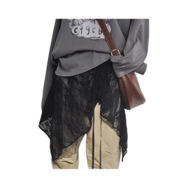 Imagem de Saia Curta Feminina De Renda Francesa Com Camadas E Amarração, Estilo 