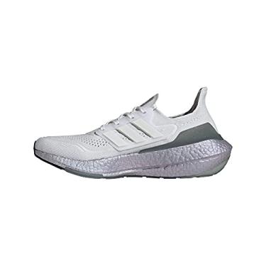 Imagem de adidas Tênis de corrida masculino Ultraboost 21, Branco cristal/branco claro/verde nebuloso, 11.5