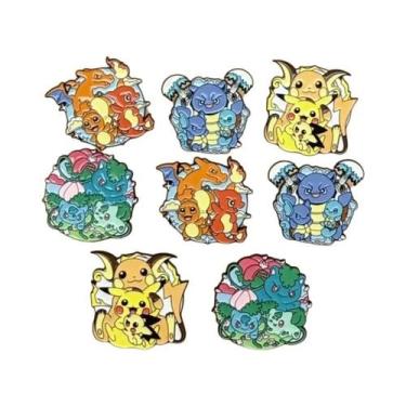Imagem de Pikachu, Charmander, Squirtle, Bulbasaur: 8 Pins De Esmalte Pokémon, B