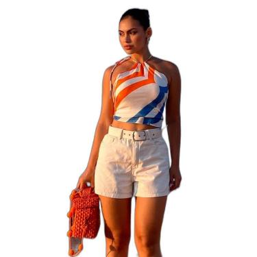 Imagem de SHORTS JEANS FEMININO MOM CINTURA ALTA COM CINTO 71401-Feminino