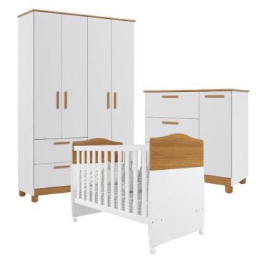 Imagem de Quarto Completo Bebê Jujuba Permobili MDF -, Nature Branco