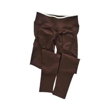 Imagem de Leggings Femininas De Cintura Alta Sem Costura Com Efeito Levanta Bumb