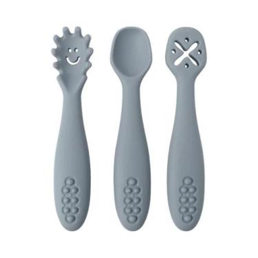 Imagem de Conjunto De Colher E Garfo De Silicone Para Bebês 3PCS Utensílios De A