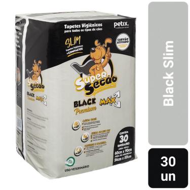 Imagem de Tapete Higiênico Super Secão Black Slim para Cães Petix 30 Unidades