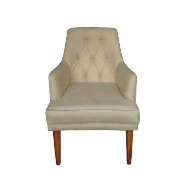Imagem de Cadeira Poltrona Decorativa Paris Sala De Jantar Recepção Retro Com Braça Suede Bege Lar Móveis E Decoração