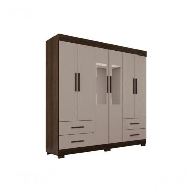 Imagem de Guarda Roupas Casal Texas 6 Portas 4 Gavetas Com Espelho Salleto Savana/off White