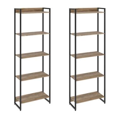 Imagem de Kit 2 Estantes Escritório 5 Prateleiras 186x60cm Carvalho